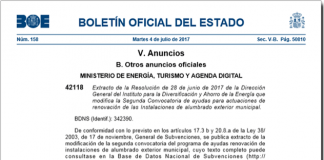 El BOE publica la ampliación de las Ayudas IDAE para Alumbrado Exterior Municipal para entidades públicas ip21_ayudas